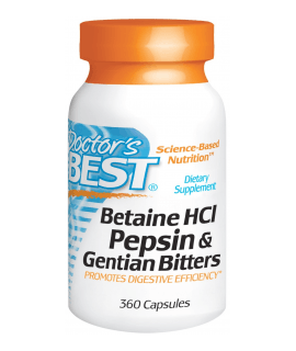 DOCTOR'S BEST Betaine HCL Pepsin & Gentian Bitters 360 kaps.