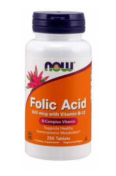 Folic Acid 800mcg with Vitamin B-12 - Witaminy z grupy B 